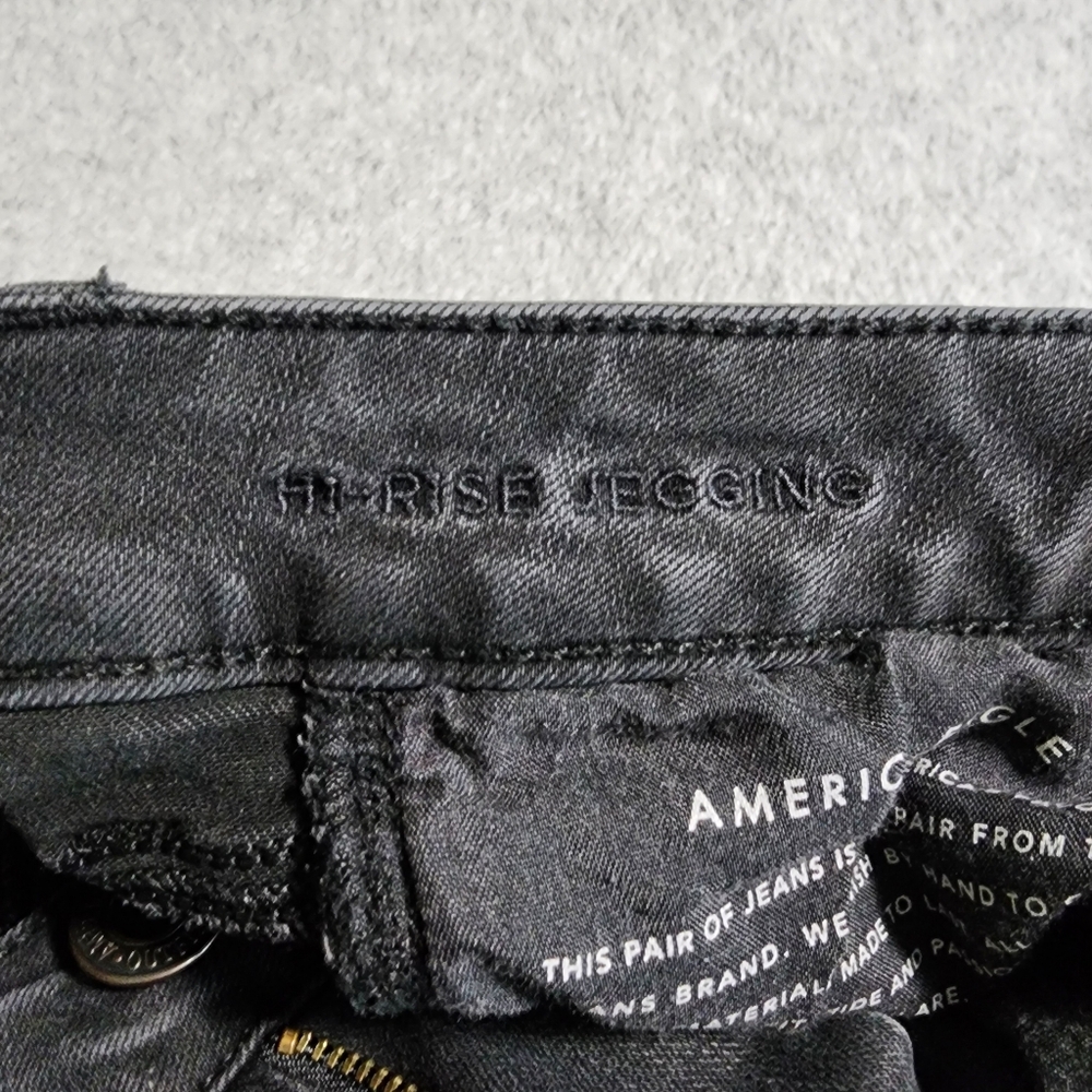 American Eagle Hi Rise Jegging Womens Size 2 Long Black Stretch Denim Jeans - Picture 4 of 16